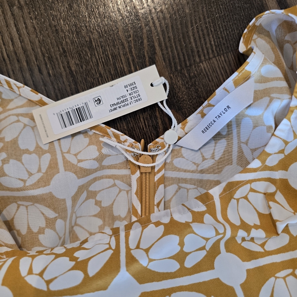 NWT Rebecca Taylor Lattice Fleur Poplin Jumpsuit Size 4 - Picture 7 of 7